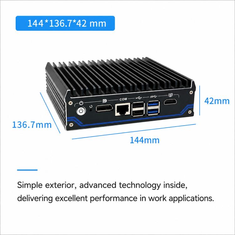 Mini PC industriale Intel Celeron J6412 con quattro porte di rete., without memory, 8GB + 128GB, 8GB + 256GB