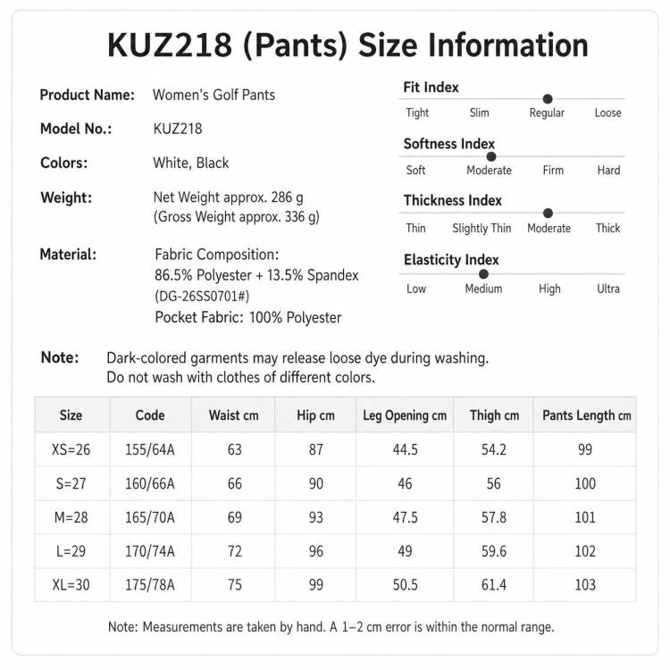 Pantaloni da golf elasticizzati e traspiranti da donna PGM KUZ218, XS, S, M, L, XL, XXL