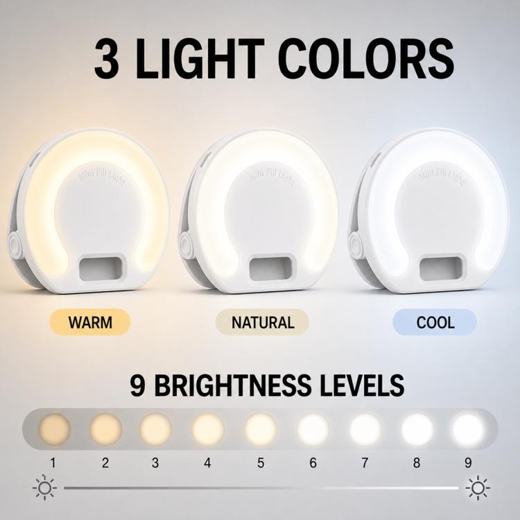 Mini luce di riempimento per selfie ricaricabile D7 con clip