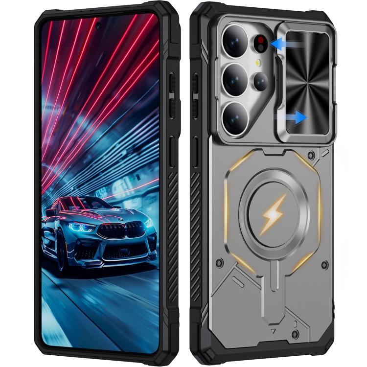 Custodia per telefono Mecha con scorrimento magnetico e protezione per la fotocamera., For Galaxy S23 Ultra 5G