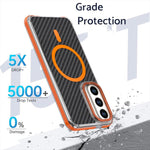Custodia per telefono MagSafe con texture in fibra di carbonio bicolore., For Galaxy S26 FE 5G