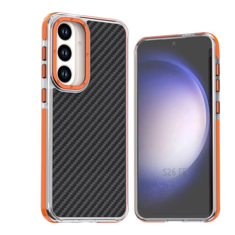Custodia per telefono ibrida in acrilico e TPU con texture in fibra di carbonio bicolore., For Galaxy S26 FE 5G
