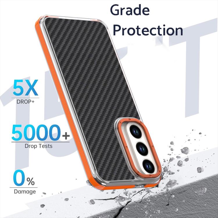 Custodia per telefono ibrida in acrilico e TPU con texture in fibra di carbonio bicolore., For Galaxy S26 FE 5G
