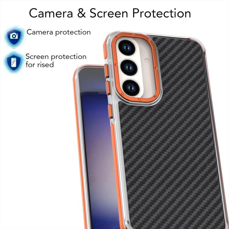 Custodia per telefono ibrida in acrilico e TPU con texture in fibra di carbonio bicolore., For Galaxy S26 FE 5G