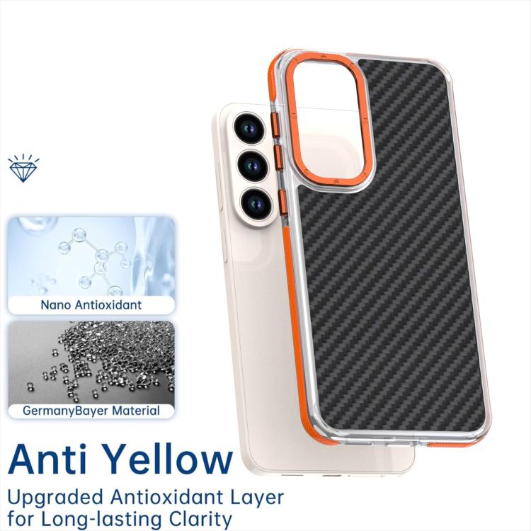 Custodia per telefono ibrida in acrilico e TPU con texture in fibra di carbonio bicolore., For Galaxy S26 FE 5G