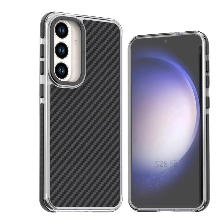 Custodia per telefono ibrida in acrilico e TPU con texture in fibra di carbonio bicolore., For Galaxy S26 FE 5G