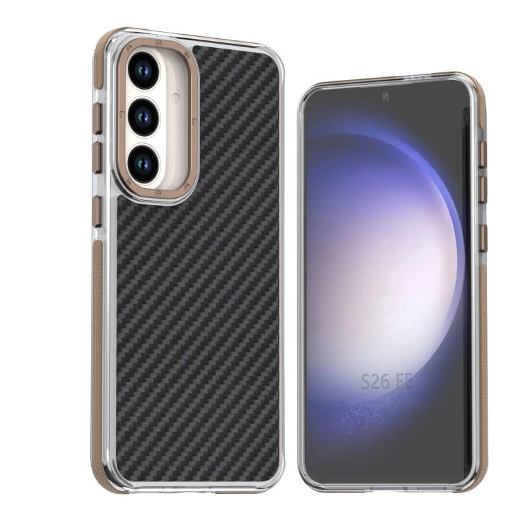 Custodia per telefono ibrida in acrilico e TPU con texture in fibra di carbonio bicolore., For Galaxy S26 FE 5G
