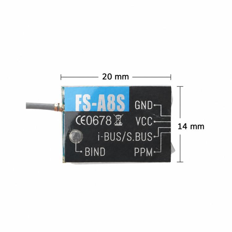 Ricevitore mini FlySky FS-A8S V2 2.4G a 8 canali con uscita PPM i-BUS SBUS