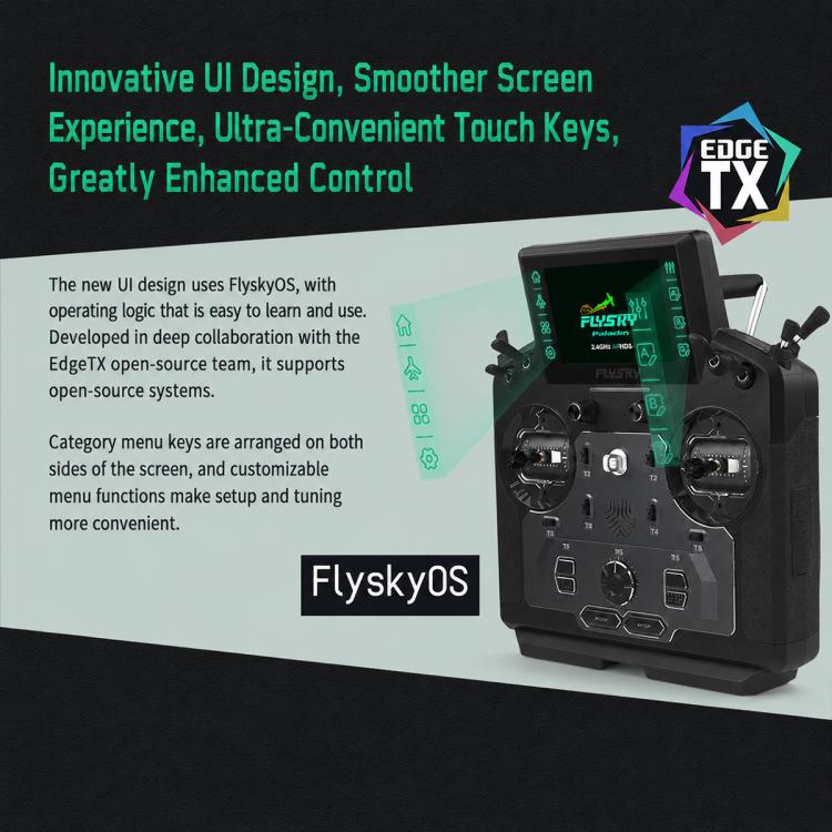 Trasmettitore radio FlySky FS-ST16 a 2,4 GHz con 16 canali e protocollo ANT, FS-ST16