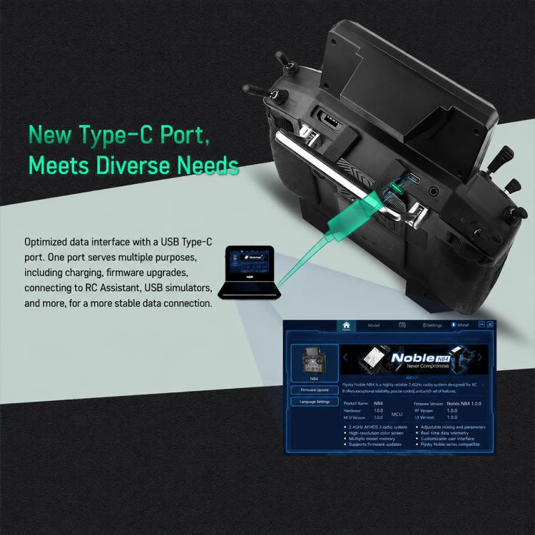 Trasmettitore radio FlySky FS-ST16 a 2,4 GHz con 16 canali e protocollo ANT, FS-ST16