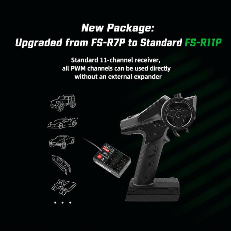 Radiocomando FlySky G7P+ 10 canali RC a 2,4 GHz con display LCD per auto e barche radiocomandate., G7P+