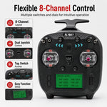 Trasmettitore FlySky FS-ST8 con schermo LCD, 2.4G e 8 canali per droni, barche e modellini di auto., Standard Left with SR8 Receiver, Upgraded Left with SR8A Receiver