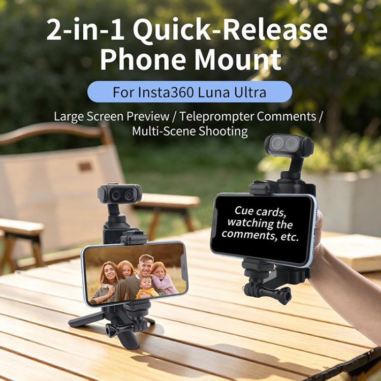 Supporto per telefono a morsetto a sgancio rapido 2 in 1, For Insta360 X6