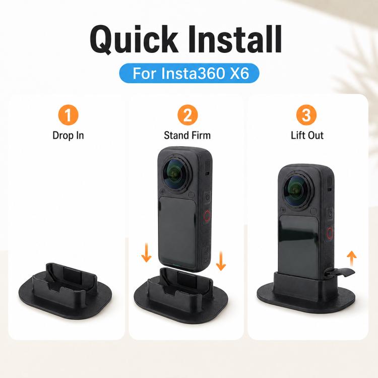 Supporto da tavolo extra-large con base antiscivolo a sgancio rapido per fotocamera, For Insta360 X6