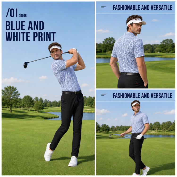 Polo da golf elasticizzata traspirante da uomo PGM YF912, M, L, XL, XXL