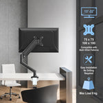 Aluminum Alloy Gas Spring Free-Hovering Monitor Stand for 13–32 Inch Monitors, Black, White