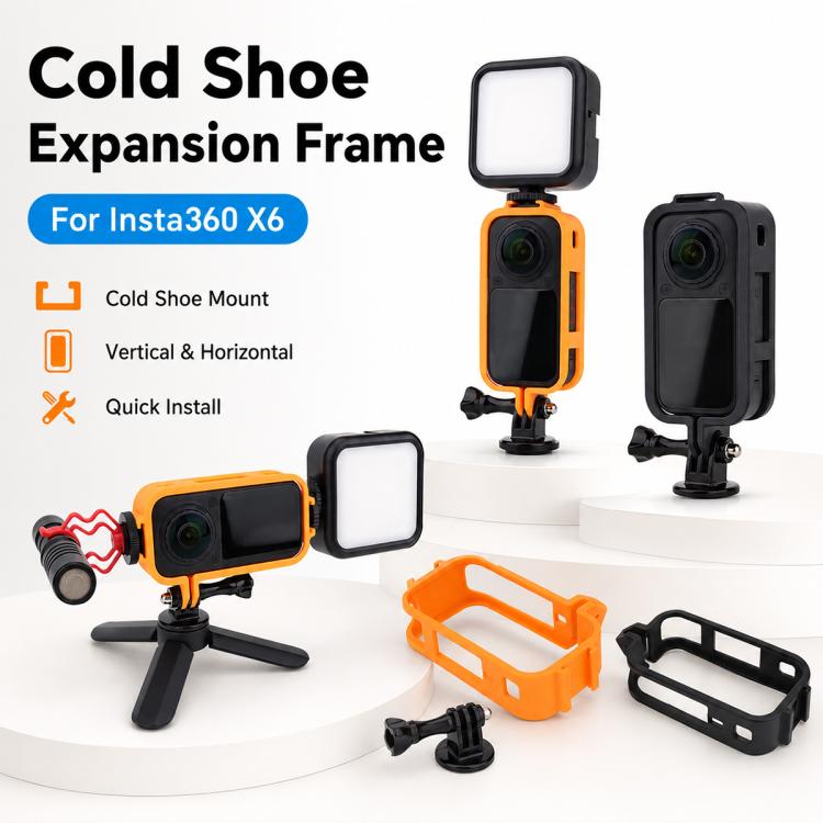 Telaio protettivo per fotocamera con attacco a vite da 1/4 e slitta a caldo., For Insta360 X6