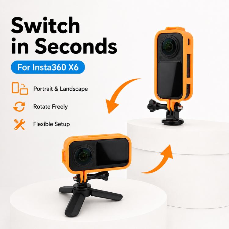 Telaio protettivo per fotocamera con attacco a vite da 1/4 e slitta a caldo., For Insta360 X6