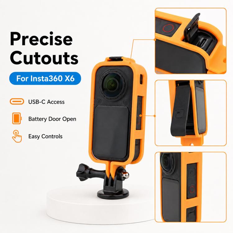 Telaio protettivo per fotocamera con attacco a vite da 1/4 e slitta a caldo., For Insta360 X6
