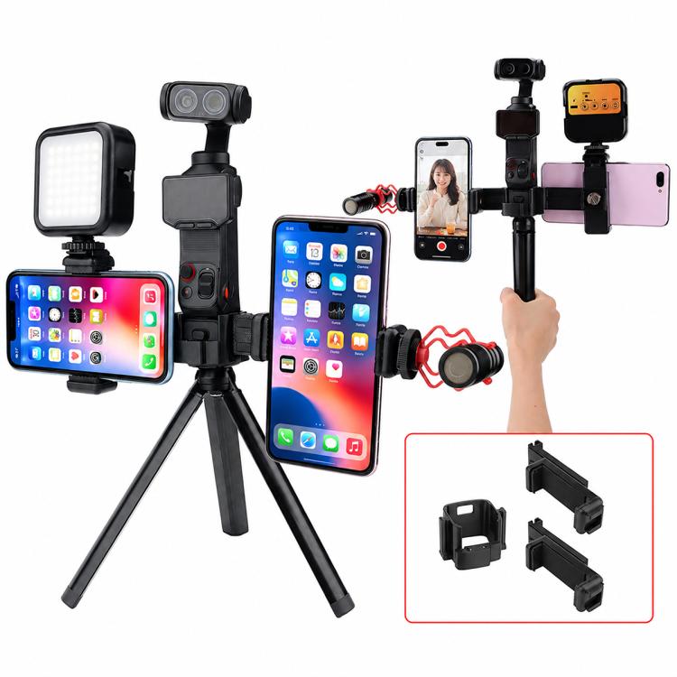 Supporto doppio per telefono per trasmissioni in diretta, morsetto girevole per telefono, supporto estensibile, For Insta360 Luna Ultra