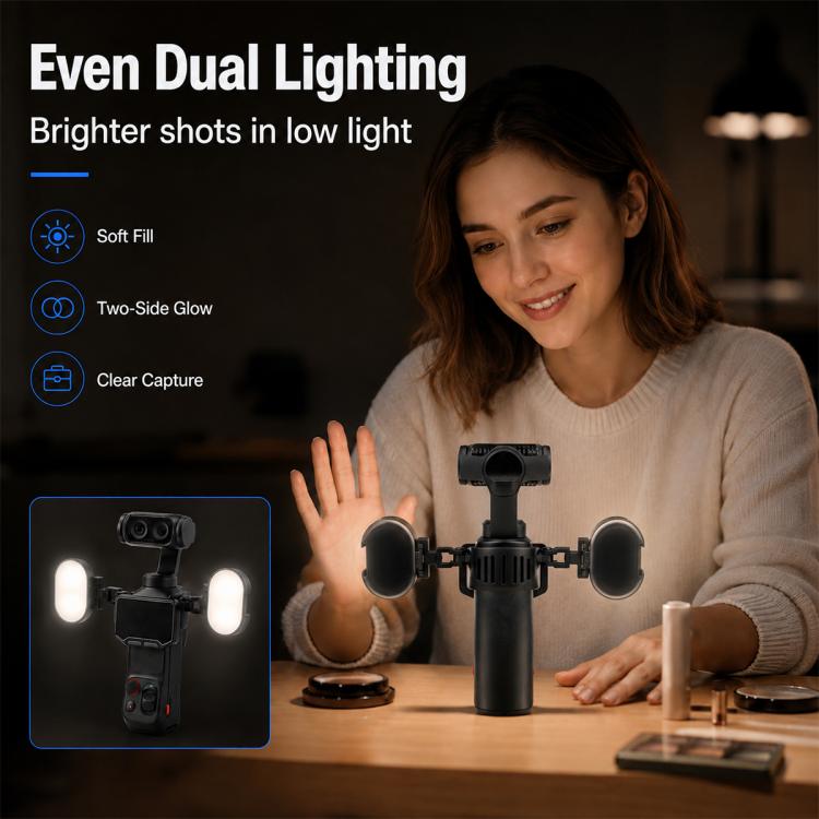 Mini luce LED di riempimento con rotazione a 360° e temperatura di colore regolabile., For Insta360 Luna Ultra