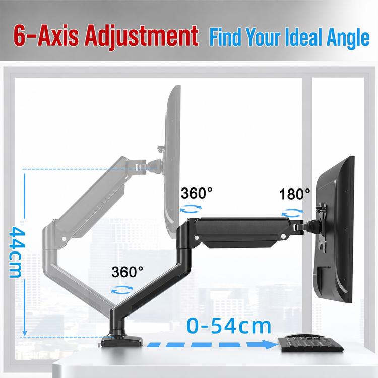 Aluminum Alloy Gas Spring Free-Hovering Monitor Stand for 13–32 Inch Monitors, Column Gas Spring, Column Machinery