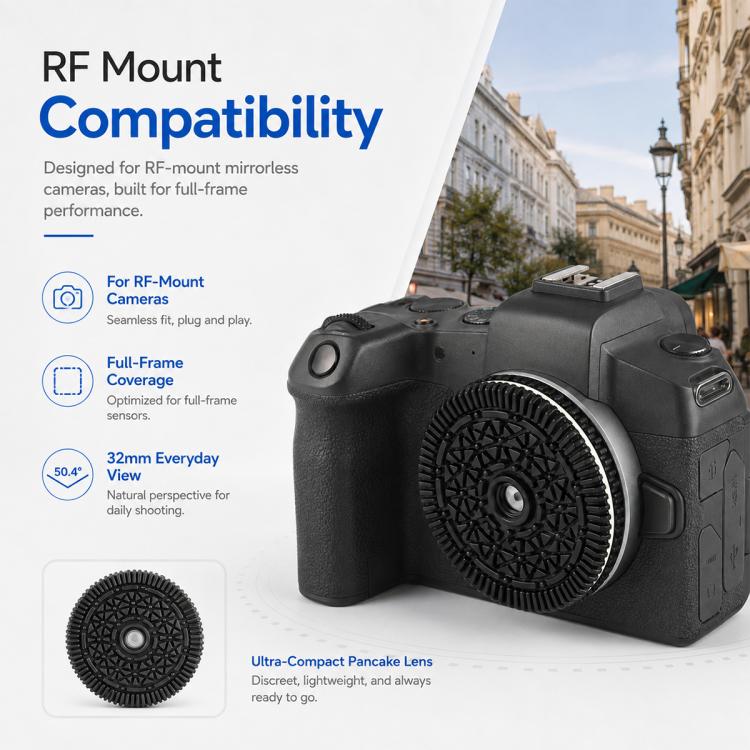 Obiettivo pancake a fuoco fisso da 32 mm F10 per fotocamere Canon con innesto RF, For Canon RF-mount