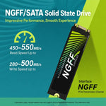 M.2 NGFF SATA SSD Internal Solid State Drive for Desktop PC and Laptop, 128GB, 256GB, 512GB, 1TB