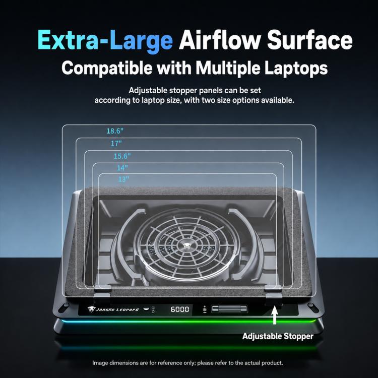 Jungle Leopard D16 Quiet Turbo Fans Real Time Digital Display RGB Laptop Cooling Pad