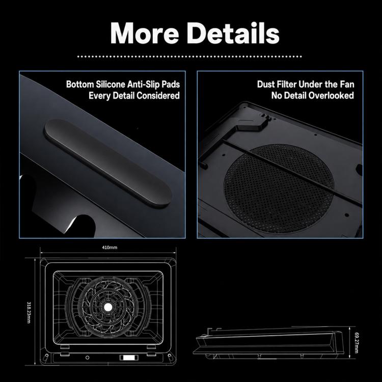 Jungle Leopard D16 Quiet Turbo Fans Real Time Digital Display RGB Laptop Cooling Pad