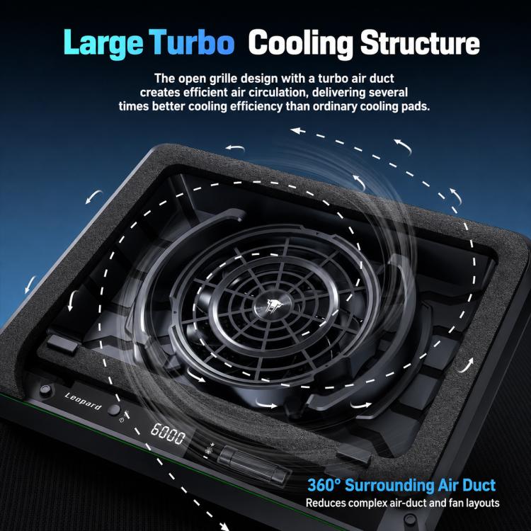 Jungle Leopard D16 Quiet Turbo Fans Real Time Digital Display RGB Laptop Cooling Pad