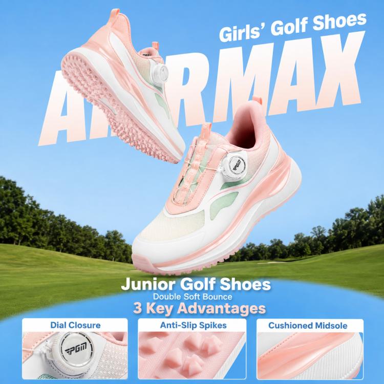 Scarpe da golf PGM XZ475 da ragazza, ammortizzate, traspiranti e antiscivolo, con elevato ritorno di energia., 31, 32, 33, 34, 35, 36, 37, 38