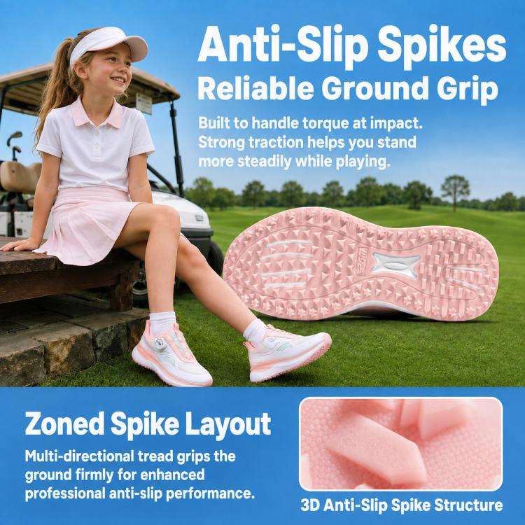 Scarpe da golf PGM XZ475 da ragazza, ammortizzate, traspiranti e antiscivolo, con elevato ritorno di energia., 31, 32, 33, 34, 35, 36, 37, 38