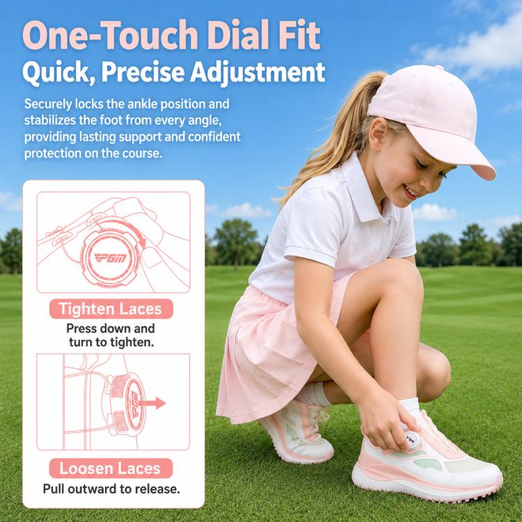 Scarpe da golf PGM XZ475 da ragazza, ammortizzate, traspiranti e antiscivolo, con elevato ritorno di energia., 31, 32, 33, 34, 35, 36, 37, 38