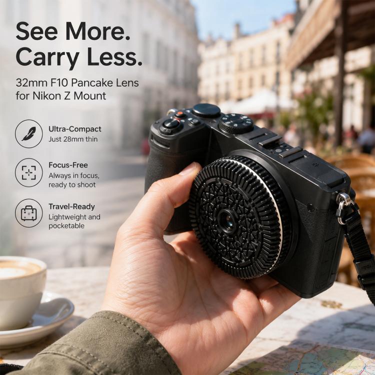 Obiettivo pancake a fuoco fisso da 32 mm F10 per fotocamere mirrorless Nikon con attacco Z, For Nikon Z-mount