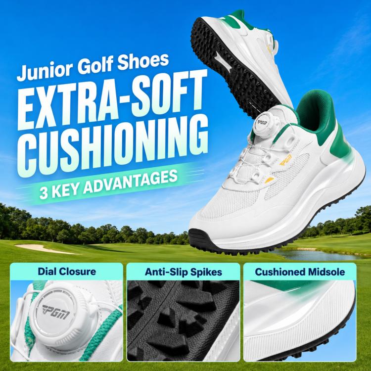 Scarpe da golf PGM XZ469 per ragazzi, ammortizzate, traspiranti e antiscivolo, ad alto rimbalzo., 31, 32, 33, 34, 35, 36, 37, 38