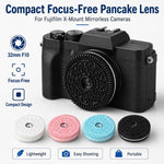 Obiettivo pancake a fuoco fisso da 32 mm F10 per fotocamere mirrorless con innesto Fujifilm FX., For Fujifilm FX-mount
