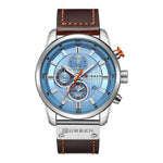 Orologio da uomo CURREN M8291 con calendario a sei lancette e cinturino in pelle vegana.