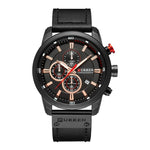 Orologio da uomo CURREN M8291 con calendario a sei lancette e cinturino in pelle vegana.