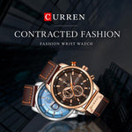 Orologio da uomo CURREN M8291 con calendario a sei lancette e cinturino in pelle vegana.