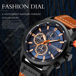 Orologio da uomo CURREN M8291 con calendario a sei lancette e cinturino in pelle vegana.