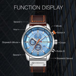 Orologio da uomo CURREN M8291 con calendario a sei lancette e cinturino in pelle vegana.