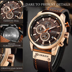 Orologio da uomo CURREN M8291 con calendario a sei lancette e cinturino in pelle vegana.