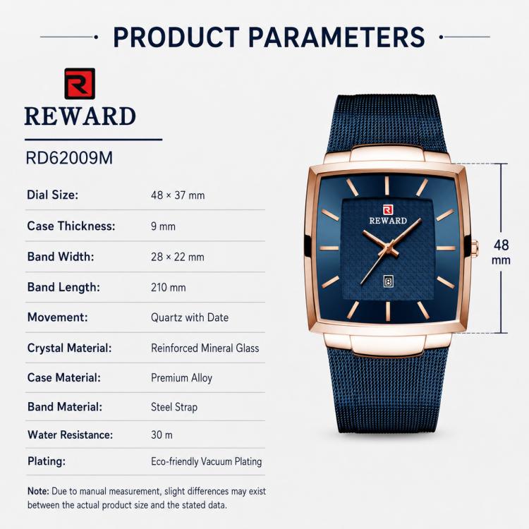 Orologio da uomo REWARD RD62009M al quarzo con datario e cinturino a maglia