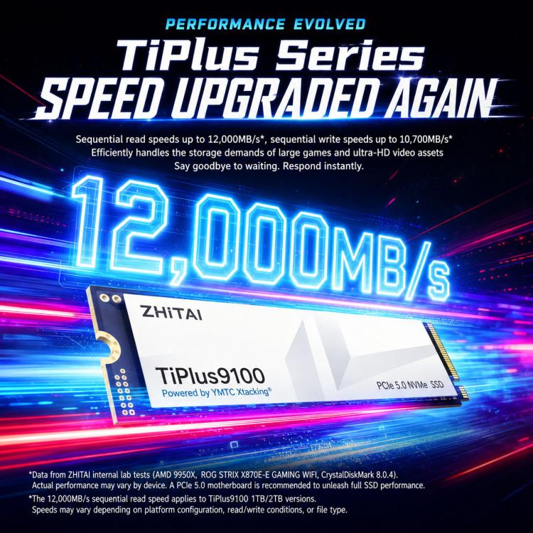ZHITAI TiPlus9100 PCIe 5.0 NVMe M.2 SSD Internal Solid State Drive for Desktop PC and Laptop, 1TB, 2TB