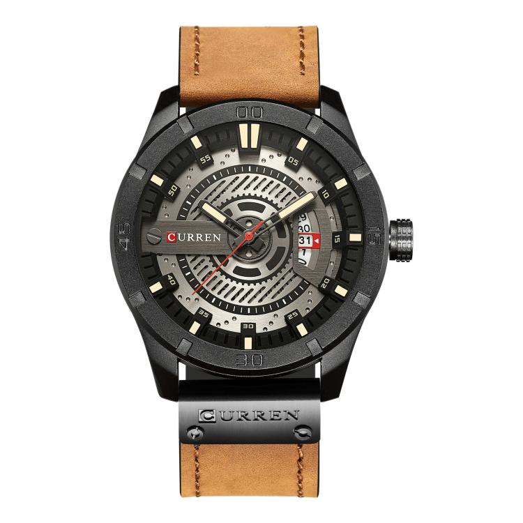 Orologio da uomo CURREN M8301 classico con cinturino in pelle, display analogico e datario.