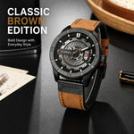 Orologio da uomo CURREN M8301 classico con cinturino in pelle, display analogico e datario.