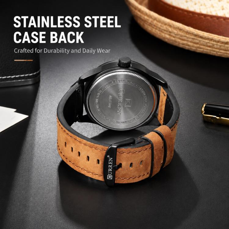 Orologio da uomo CURREN M8301 classico con cinturino in pelle, display analogico e datario.