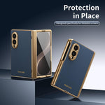 Custodia per telefono pieghevole antiurto in PC galvanizzato e pelle vegana, For Galaxy Z Fold8 5G, For Galaxy Z Fold8 Ultra 5G, For Galaxy Z Flip8 5G, For Galaxy Z Fold7 5G