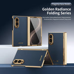 Custodia per telefono pieghevole antiurto in PC galvanizzato e pelle vegana, For Galaxy Z Fold8 5G, For Galaxy Z Fold8 Ultra 5G, For Galaxy Z Flip8 5G, For Galaxy Z Fold7 5G